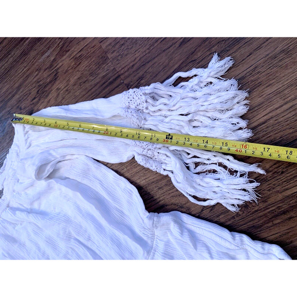 Nordstrom ELAN Romper Womens Small OffShoulder Boho Fringe Crochet Trim Jumpsuit - Picture 10 of 10